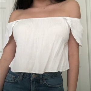 top shop off the shoulder crop top